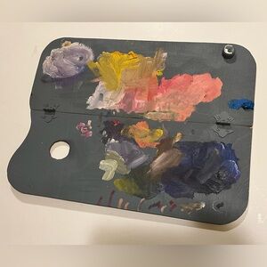 VINTAGE FRENCH ARTIST HINGED FOLDING PALETTE.